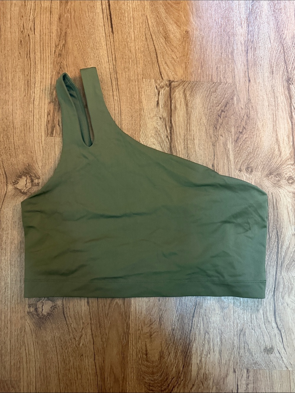 Fabletics Olive Asymmetric One-Shoulder Crop Top